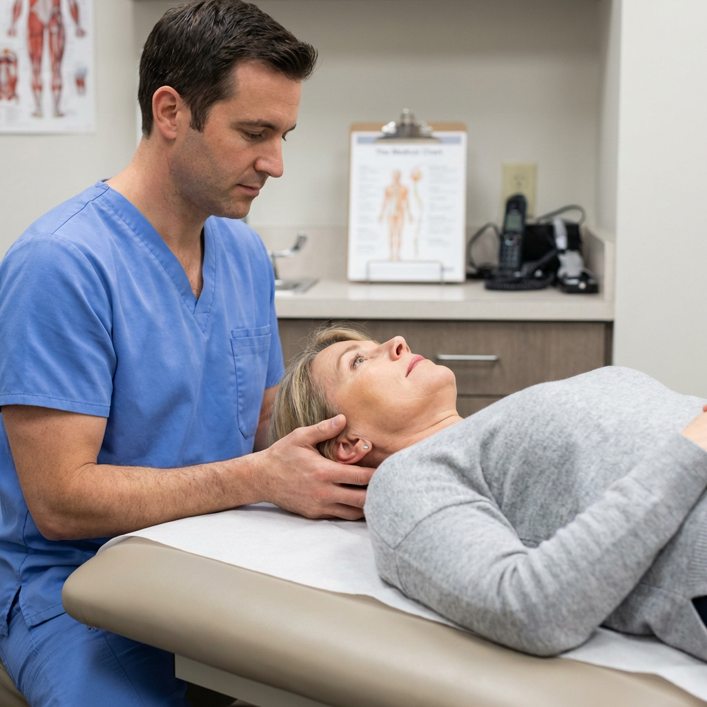 Doctor performing a repositioning maneuver
